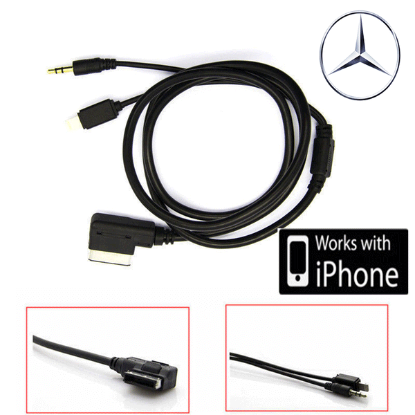 AMI Music Interface Connector Charger Aux Cable For Mercedes Benz iPhone ipod 1M