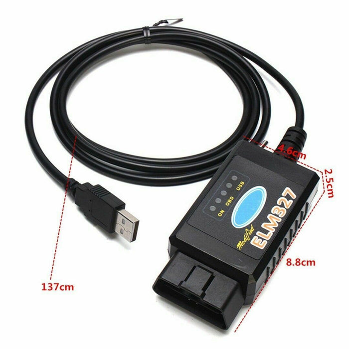 ELM327 USB OBD2 OBDII Can Bus Diagnostic Scan Tool Car Scanner Fault Code Reader