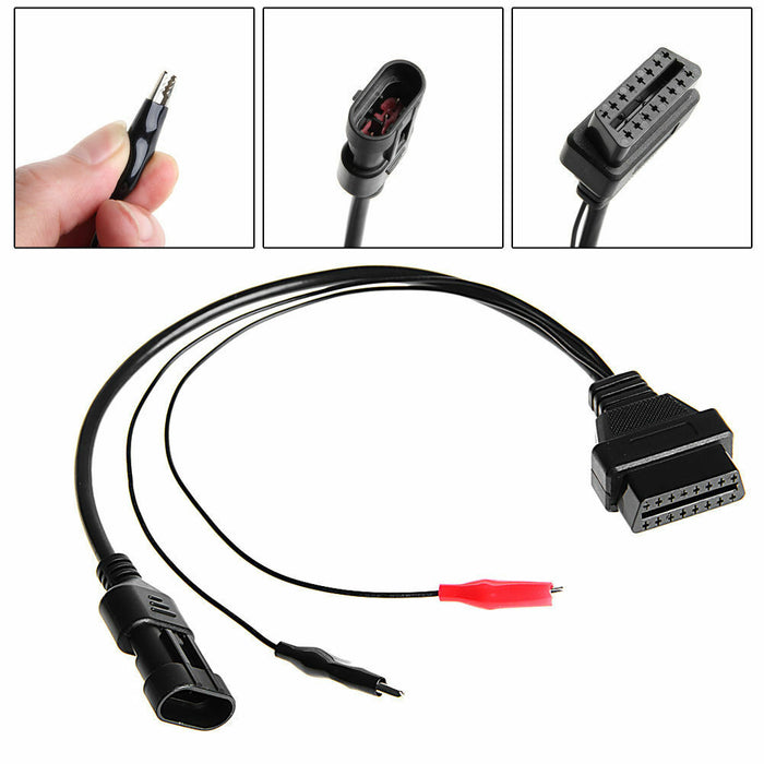 16Pin OBD2 to 3Pin OBD1 Diagnostic Adaptor Connector Cable For Fiat Alpha